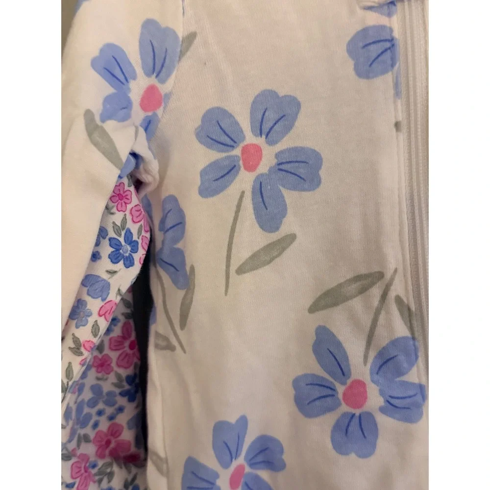 Carters Just One You Baby Girls 2 Pack Floral Footed Pajamas 2-Way Zipper 3M NEW